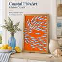 Framed Sardine Canvas Wall Art,Orange Coastal Fish Picture Wall Decor, 24"L x 16"W