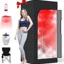 Portable Infrared Saunas for Home,Sauna Box with Red Light Therapy.Steam Sauna with 15-Level Heating,0-99 Minute Timer,Personal Sauna Tent with 3L 1200W Steam Steamer,Remote Control,Folding Chair