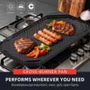 Caannasweis Nonstick Griddle Grill Pan, 19.5" x 11" Reversible Griddle Pan for Stove Top, Grill, or Campfire, Two Burner Cast Aluminum Grill, Rectangular Baking Flat and Ribbed Griddle Plate
