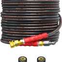 Pressure Washer Hose 50FT, 4200PSI Wire Braid Power Washer Extension Hose 1/4 Inch High Tensile, Flexible Kink Resistant Heavy Duty Replacement Hose with 3/8 Quick Connect