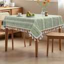 Boho Small Square Tablecloth 36''x36'', Sage Green Linen Coffee Table Cover, Summer Nightstand Cover Top, End Bedside Table Cloth Runner, Coastal Rustic Farmhouse Home Decor