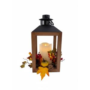 Holiday Home LED Lantern with Floral & Pincones