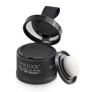 VOLLUCK Root Touch up Powder, Instant Hairline Powder for Thinning Areas and Gray Hair Coverage, Natural and Non-greasy Root Cover up for Women and Men (Black, 0.14 Ounce)