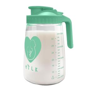 Mason Jar Pitcher, 32 oz Glass Milk Pitcher, Wide Mouth & Leakproof Glass Pitcher with Lid for milk, Sun Tea, Juice, Cold Brew Coffee and Drinks