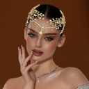 Wedding Hair Accessories, Bridal Hair Comb, Rhinestone Forehead Headpiece(Champagne)