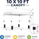 10x10 Pop Up Canopy Tent, Waterproof UV Blocking Heavy Duty Steel Frame with Wheeled Bag & Sandbags, One-Person Setup, Ideal for Outdoor Beach, Party, Camping, Backyard, Tailgate Events (White)