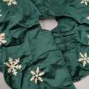 MACTING Christmas Burlap Tree Skirt, 30 inches Small Tree Mat with White Snowflake Printed for Xmas Holiday Home Indoor Outdoor Decorations (Dark Green)