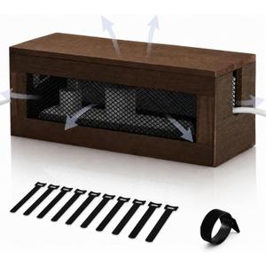 Chunful 13 Inch Cable Management Box, Wood Cord Hider Organizer with Magnetic Lid & Organizer for Power Strip, TV Wires & Desk Cable Storage, Ventilation Hide Floor Cables