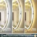 OKPAL Oval LED Mirror for Bathoom 40X24, Oval Bathroom Mirror with Lights, Dimmiable Lighted Vanity Mirror, Anti-Fog, Shatter-Proof, Memory, 3 Colors (Front Lights + Backlit)
