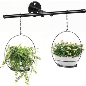 Hanging Planters for Indoor Plants - Plant Hanger Indoor Rod with 2 Diamine Plastic Pots, Ceiling or Wall Planters, Hanging Flower Pots - Plants NOT Included