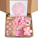 Birthday Gifts For Women, Teen Girl, Her, Happy Birthday Gift Box For Girl, Women, Sister, Daughter, Friends, Cute Daisy Aesthetic Glass Cups Gift Set 7pcs (Light Pink)