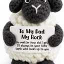 Handmade Crochet Little Black Sheep Gift for Dad from Daughter - with "To My Dad, My Rock" Card - Sentimental Father's Day, Birthday, Christmas Presents - "Always Your Little Lamb" Keepsake for Father