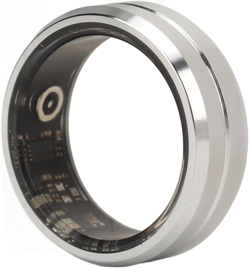 ASHATA Smart Ring Health, Health Ring to Monitor Fitness Sleep Heart Rate, Step Counting, Remotely Take Photo, IP68 Smart Health Ring for Men Women, Silver (12)