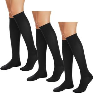 Falari 3-Pack Women's Over the Calf Knee High Trouser Socks, Comfortable Everyday Wear (Black)