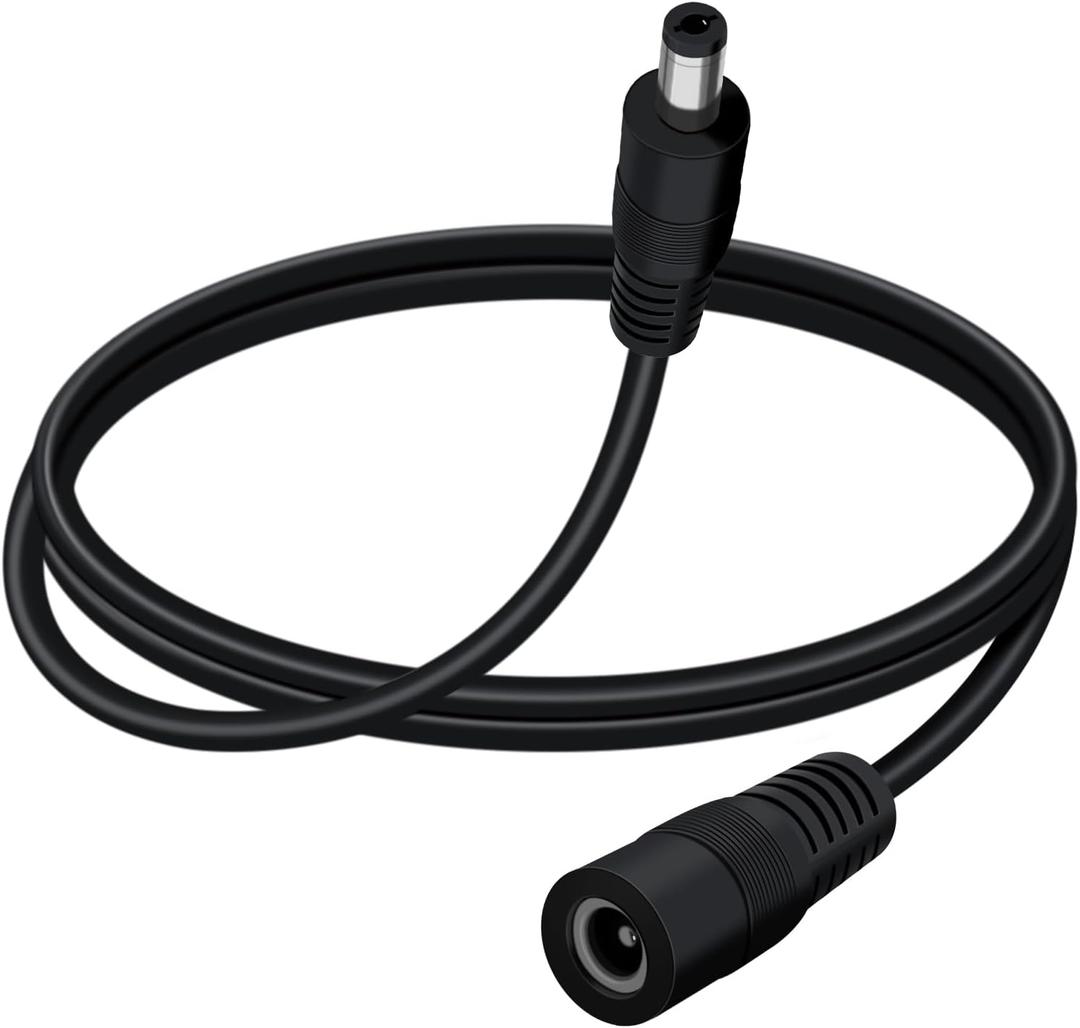 DC Power Extension Cable 5.5mmx2.1mm 18AWG DC Cable Male to Female 5V 6V 9V 12V 24V 3A for Security Cameras, DVR, Router, Printer, LED Strip (Black, 1.5m/4.9FT)