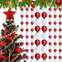 Huwena 4 Pcs 10 ft Christmas Bead Garland for Christmas Tree Decorations Acrylic Beaded Garland for Tree Fireplace DIY Ornament Holiday Party Indoor Wedding Decorations(Red, White)
