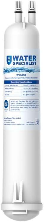 Waterspecialist WS608 Water Filter, Replacement for 4396841, Everydrop Filter 3, EDR3RXD1, 4396710, Kenmore 46-9083, 46-9030, Refrigerator Water Filter, 1 Filter
