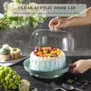 2-In-1 Cake Stand&Charcuterie Board with LidMetal Cake Holder With Acrylic Dome11.2 Large Dessert Display Stand for Cakes&CheesePieChips & DipsFooted Cake Serving Platter with Dome Cover (Cream Green)