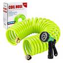 Yereen 50 Ft x 3/8'' Coil Garden Hose EVA Recoil Garden Self Coiling Expanding Water Hose with 6 Function Spray Nozzle Universal 3/4'' Brass Connector Fitting for Outdoor Yard