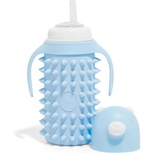 Tabor Place Glass Sippy Cup for toddlers/The Spikey Bear / 8oz / Strong glass/Protectitive silicone sleeve/Leakproof straw (Large)