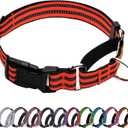 Martingale Dog Collar, Adjustable Nylon Reflective Collar with Quick Release Buckle (Bright Orange, Large)