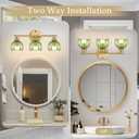 Bathroom Light Fixtures,3 Light Bathroom Vanity Light Over Mirror,Gold Wall Vanity Lights with Green Glass Shade for Bedroom Living Room Farmhouse (11-wall lamp)