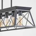 HuixuTe 5-Light Farmhouse Pendant Light for Dining Room, Rustic Kitchen Island Lighting, Adjustable Height Chandeliers for Kitchen, Dining Room Table Black