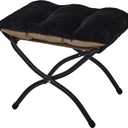 15"(H) Folding Ottoman, Foldable Footrest Stool, Portable Small Foot Stool for Couch, Collapsible Foot Rest Ottoman for Sofa, Accent Padded Ottomans for Living Room, Bedroom, Black