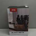 Emojoy Knife Set, Kitchen Knife Set with Block  17 PCS German Titanium Steel Knives with Heavy-Duty Acacia Wood Block and Built-in Sharpener for Home Cooking, Dishwasher Safe