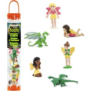 Safari Ltd. Fairies & Dragons Designer TOOB - Detailed Toy Figurines Including Four Friendly Fairies and Two Mini Dragons - Fun Play Toy for Boys, Girls & Kids Ages 3+