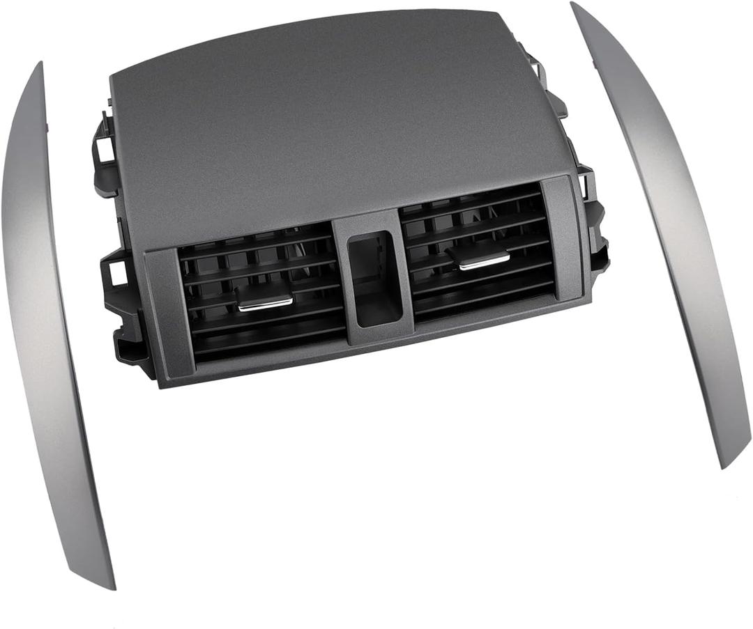 Center A/C Dash Air Vent & Cover Strips Trim Left+Right Pair (Gray), Compatible with 2008-2013 Corolla, Upper Dashboard Trim Cover Outlet Grille Panel, Replaces# 55663-02060 55436-02330 55435-02370