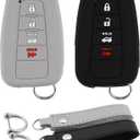 Silicone Key Fob Cover Compatible with Toyota Accessories Highlander Corolla Camry C-HR RAV4 Avalon Prius 4Runner Prado 86/GT86 Smart Car Key Shell Protector with Keychain 2 Pack (Tyt-BG)