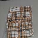 Tankaneo Womens Peter Pan Collar Button Down Shirts Long Sleeve Plaid Blouse Dressy Casual Fall Tops (L, Brown)