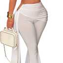 Women's Two Piece Outfits Crop Top and Flare Pants Set Club Going Out | Crop Top, Flare Pants Set, Going Out Sets, Two Piece Sets for Women Going Out, Two Piece Concert Outfits, Sexy Club Outfits (White) Large