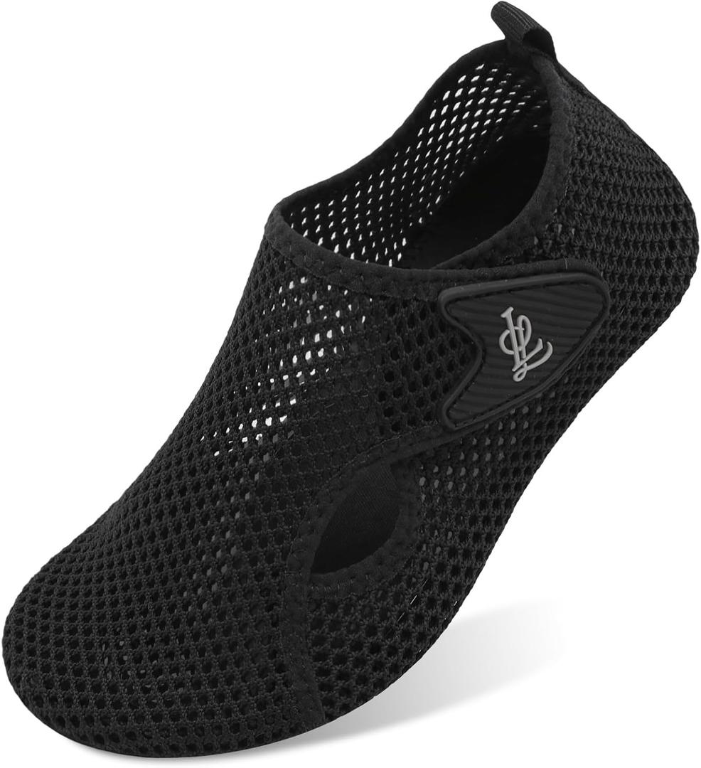 LeIsfIt Water Shoes for Women Men Quick-Dry Aqua Socks Wide Swim Beach Barefoot Yoga Exercise Wear Sport Accessories Black, 14-15 Women/ 11-12 Men