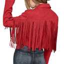 PRETTYGARDEN Women's Fringe Faux Suede Leather Jackets Fall Fashion 2026 Tassel Motorcycle Cropped Coats