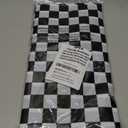 BRICHBROW Pcs of 2 Premium Plastic Checkered Flag Tablecloths Picnic Table Covers, Tablecovers Party Favor (2, Black)