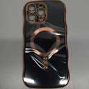 GVIEWIN for iPhone 16 Pro Max Case Compatible with MagSafe, Upgraded [Full Camera Protection][Cute Wave Frame][Military Grade Protection] Electroplated Soft Phone Cover for Women Girl, Black