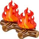Sumind 2 Pieces Inflatable Fake Campfire Camping Props Bonfire Party Decor Campfire Party Decorations Artificial Flame for Indoor Camping Overnight and Scene Setting