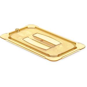 Carlisle FoodService Products 10490U13 StorPlus High Heat Universal Handled Food Pan Lid, Quarter Size, Amber