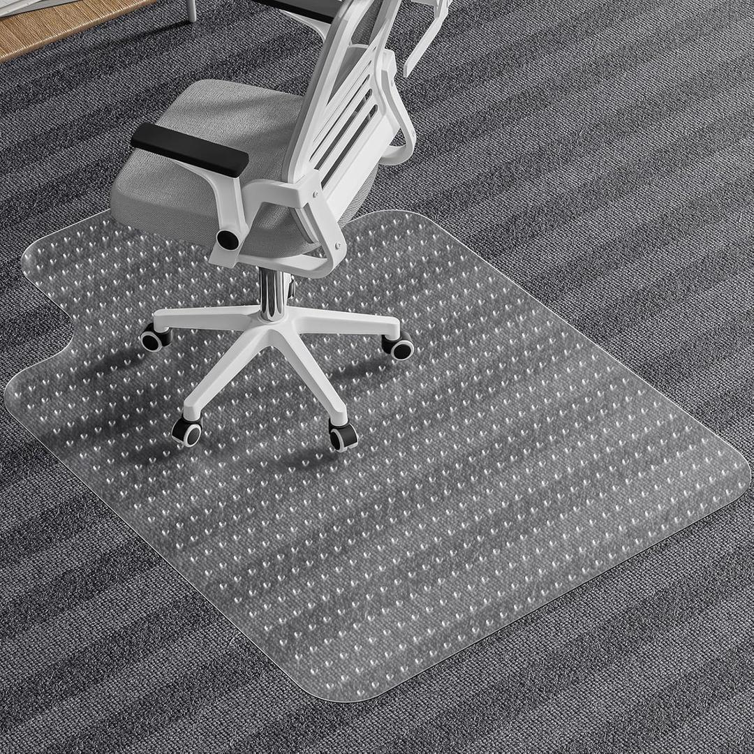 Tonaus Office Chair Mat for Carpet, 48"36" Desk Chair Mat T-Shape Carpet Protector Mat for Office Chair, Transparent 2.2mm Thick T-Shape Floor Protection with Non-Slip Studded for Low Pile Carpets