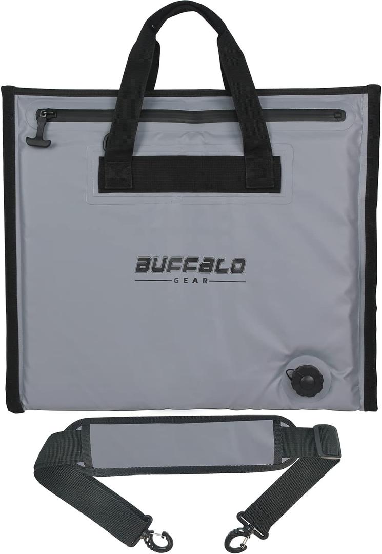 Buffalo Gear Insulated Cooler Bag - 20x18in Bait Cooler, Waterproof Fish Kill Bag (Gray)