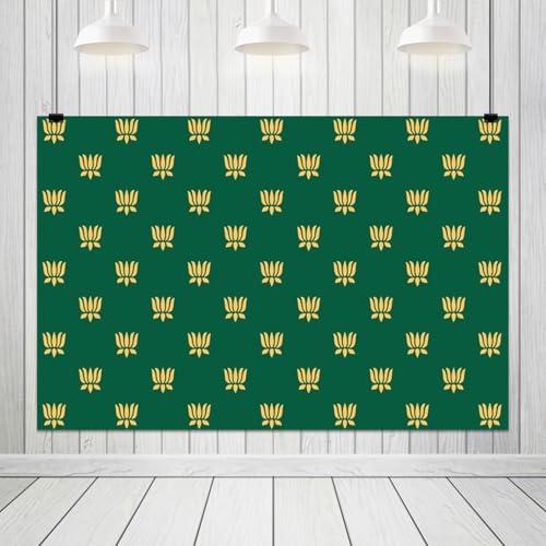 ZJRBJB 10x8ft Green Indian Pooja Backdrop Lotus Marigold Garland Puja Diwali Pujan Background for Chatiya Ganesh Mehndi Festival Decorations Wedding Party Photo Props