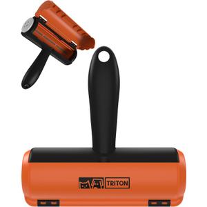 Triton Pet Hair Removal Tool w/Fur Trapping Compartment, 60% Smaller Storage Size, Reusable Shedding Roller, Cat and Dog Hair Remover for Car, Furniture, Carpet, Couch (Orange) (Large)