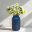 Blue Ceramic Vase for Home Decor, 9 Inch Modern Farmhouse Vase, Decorative Vases for Pampas Grass, Fireplace, Living Room, Bathroom, Tabletop, Kitchen, Office, Farmhouse Decor