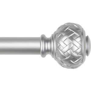 Curtain Rod 32 to 120 Inches, TONIAL 7/8 Silver Adjustable Curtain Rods for Windows 20 to 116 Inches, Splicing Drapery Rods Decorative with Netted Texture Finials