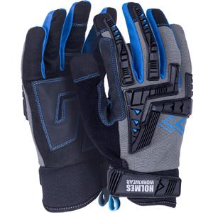 Performance Gloves, Synthetic Leather Palm, Thermoplastic Rubber Touchscreen-Compatible (Large, Blue)