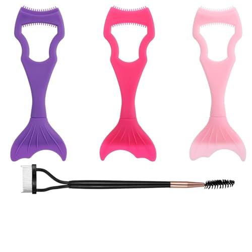 Elegaperma Mascara Guard for Eyelashes,3 Pcs Mascara Shield Guard with 2 in 1 Eyelash Comb Separator,Reusable Makeup Tool Set,Make Natural Eyelook,Beginners Friendly for Women(Pink+Black)