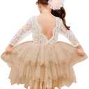 Topmaker Backless A-line Lace Back Flower Girl Dress Size 140