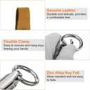 2 x HARFINGTON Car Key Chain Ring Clip Small Leather Keychain Key Fob Key Fob Accessory with Keyrings for Home Car Keys (Silver Tone Brown)